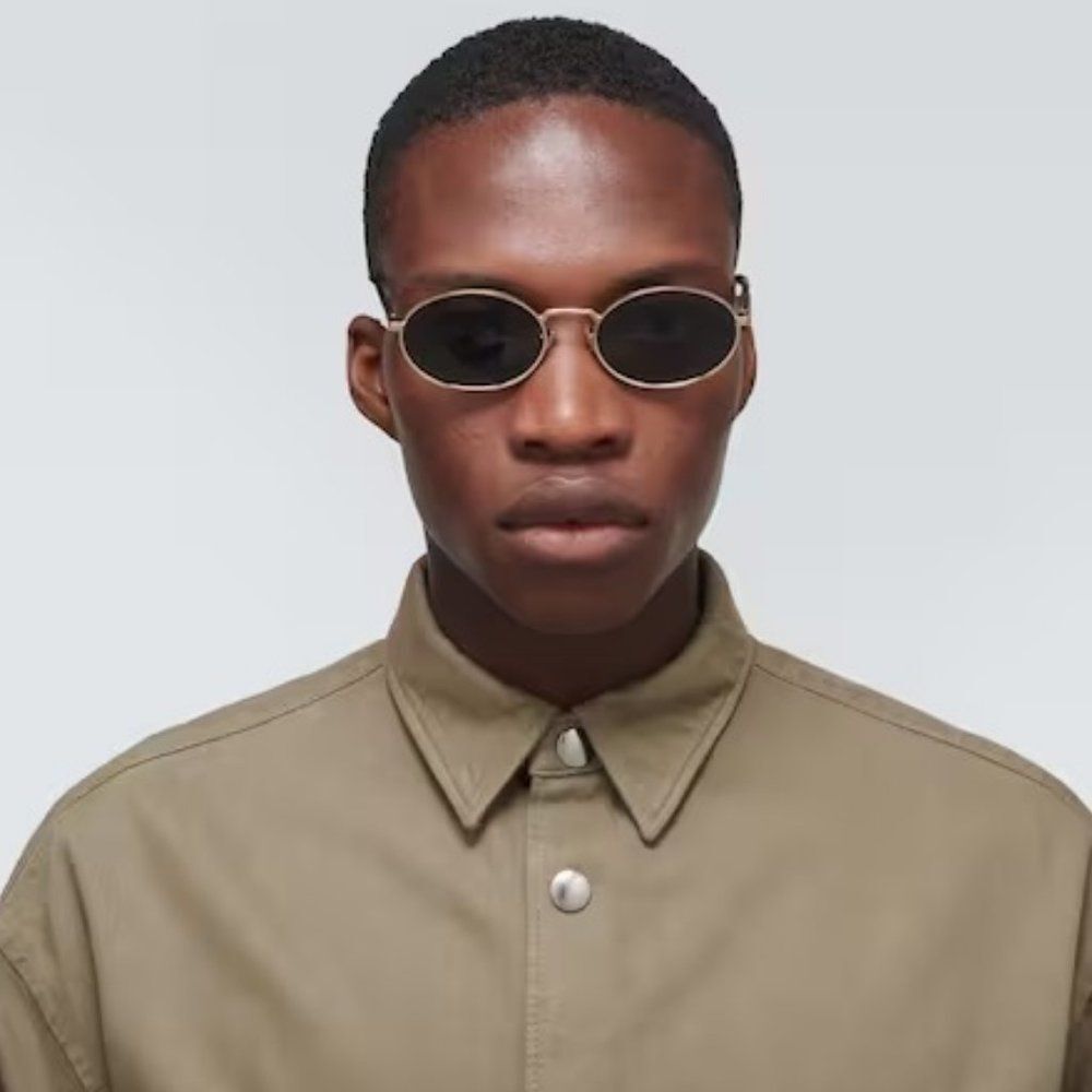 NEW Prada PR65ZS ZVN09T Pale Gold Dark Grey Oval Metal Unisex Sunglasses - Picture 4 of 14